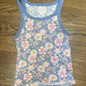 American Eagle Outfitters Blue Sleeveless Fitted Tank Top